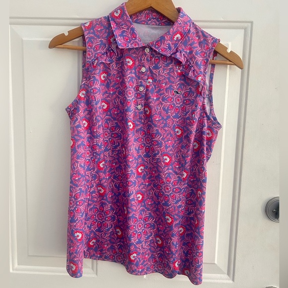 Vineyard Vines • NWT Ruffle Performance Sleeveless Purple/Pink Polo Golf Tennis - Picture 2 of 10